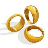 Anillo de acero de titanio de moda chapado en oro de 18 quilates anillo simple
