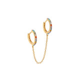 Pendientes de diamantes de imitación de cobre con incrustaciones de cadena chapada en Color sólido, círculo de estilo Simple informal, 1 pieza