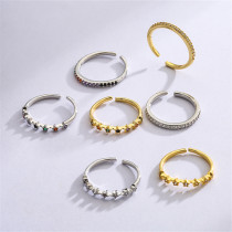 Anillo de circón de diamantes con microincrustaciones, anillo abierto de diamantes de colores, anillo de estrella pequeña