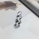 Anillo abierto con revestimiento de acero de titanio, color sólido, estilo simple, 1 pieza