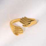 Fashion Hug Palm Anillo abierto de acero inoxidable 1 pieza