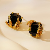 Pendientes retro con incrustaciones de cobre y circonitas, 1 par