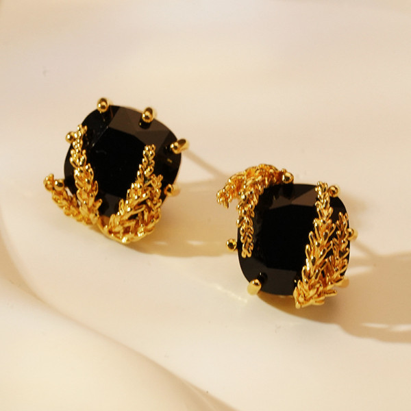 Pendientes retro con incrustaciones de cobre y circonitas, 1 par