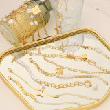 Pulseras de perlas con incrustaciones de chapado de perlas de acero inoxidable con forma de corazón de estrella de moda 1 pieza