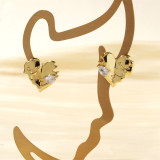 1 par de pendientes chapados en oro de 18 quilates con incrustaciones de circonita de cobre y forma de corazón Irregular brillante de estilo Simple