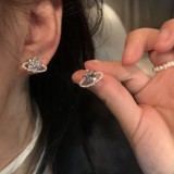 1 par de pendientes de circón de cobre con incrustaciones de chapado en forma de corazón redondo de estilo Simple informal