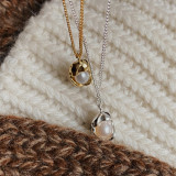 Collar con colgante de perlas artificiales con incrustaciones de cobre geométrico de estilo moderno