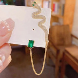 1 pieza Retro Lady Snake Inlay Copper Zircon Clips para las orejas