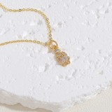 Collar con colgante chapado en oro blanco chapado en oro de 14 quilates con incrustaciones de cobre y conejo de estilo simple y lindo