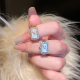 Anillos abiertos de circón con incrustaciones de cobre rectangulares Glam Star