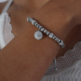 Pulseras de diamantes de imitación con incrustaciones de revestimiento de acero de titanio con forma de corazón de Palma de Streetwear