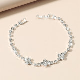 Joyería al por mayor, joyería Simple de pulsera de acero de titanio con diamantes de imitación de trébol de cuatro hojas