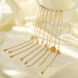 Pulseras chapadas en oro de 18K con incrustaciones de cadena chapada en acero inoxidable con forma de pez mariposa y flor elegante para mujer