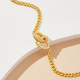 Elegante Círculo Forma de Corazón Latón Chapado en Oro Zirconio Pulseras 1 Pieza
