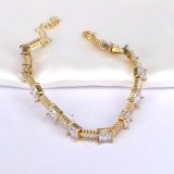 Pulseras chapadas en oro con incrustaciones de cobre geométrico de estilo clásico retro