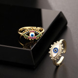 Anillo Abierto De Circón Chapado En Oro Cobre Ojo De Moda