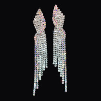 1 par de pendientes colgantes de diamantes de imitación de cobre con incrustaciones geométricas de estilo moderno y elegante
