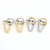 Pendientes de cobre de moda Simple, triángulo tridimensional Simple, venta al por mayor