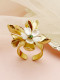 Anillo abierto cristalino plateado oro del Fritillary del acero inoxidable de la flor artística dulce elegante a granel
