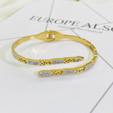 Brazalete plateado oro elegante casual al por mayor de los diamantes artificiales del embutido 18K del revestimiento de acero inoxidable de la serpiente