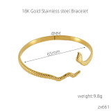 Brazalete chapado en oro de 18 quilates de acero inoxidable con serpiente cruzada estilo INS al por mayor