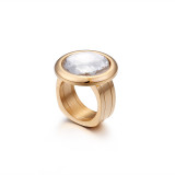 Joyería al por mayor del anillo de cristal con incrustaciones de color simple del acero inoxidable del vintage