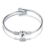 Brazalete De Acero Inoxidable Con Forma De Corazón Y Letras De Moda 1 Pieza