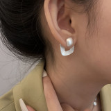 1 par de aretes de cobre chapados cuadrados de estilo simple