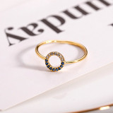 Anillos de cobre redondos de moda chapados en oro ahuecados anillos de cobre de circón 1 pieza
