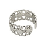 Anillo abierto de acero de titanio con sol geométrico de moda, anillos de acero inoxidable chapados