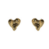 1 par de pendientes de cobre chapados en color sólido con forma de corazón y forma de C, estilo Simple