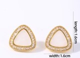 1 par de pendientes chapados en oro blanco con incrustaciones de triángulo de estilo Simple informal con incrustaciones de cobre y circonita chapados en oro blanco