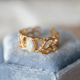 Anillo abierto chapado en cobre con flor retro
