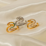 Anillos chapados en oro irregulares del diamante 18K del embutido de la galjanoplastia irregular del acero inoxidable del estilo simple