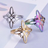 Anillos de pulido de acero inoxidable con nudo de brujas de estilo simple al por mayor
