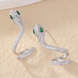 1 par de pendientes de circonita de cobre con incrustaciones de serpiente Animal de estilo Simple Retro