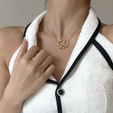 1 pieza, 1 par, collar de pendientes de mujer chapados en cobre con forma de corazón Retro
