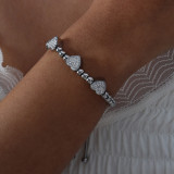 Pulseras de diamantes artificiales con incrustaciones de acero de titanio con forma de corazón animal de Streetwear