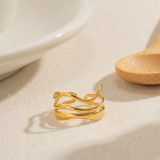 Anillo abierto chapado en oro de 18 quilates de acero inoxidable estilo IG Waves a granel