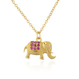 Collar con colgante de elefante con microincrustaciones de oro de 18 quilates y cobre a la moda