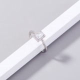 Anillo abierto Chapado en plata con incrustaciones de cobre, rectangular, estilo Simple, 1 pieza