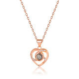1 pieza de collar con colgante de piedras preciosas artificiales con incrustaciones de cobre en forma de corazón para mujer