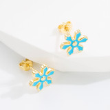 Pendientes con esmalte de cobre y copo de nieve a la moda, 1 par