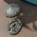 1 par de pendientes de perlas artificiales de cobre con incrustaciones geométricas Retro
