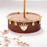 Brazalete chapado en oro de 18 quilates con incrustaciones de cobre y árbol animal con forma de corazón de estilo moderno