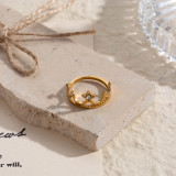 Anillos de diamantes de imitación chapados en oro de 18K de acero inoxidable con luna y estrella geométrica elegante informal a granel