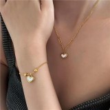 Dulce forma de corazón con incrustaciones de acero de titanio, pulseras para mujer, pendientes, collar