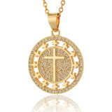 Nuevo collar de cobre con colgante de cruz religiosa para mujer al por mayor