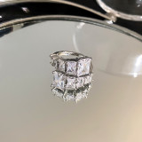 Anillos abiertos de circón con incrustaciones de cobre rectangulares Glam Star