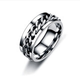 Joyería al por mayor del anillo de cadena del negro del acero Titanium giratorio de la moda